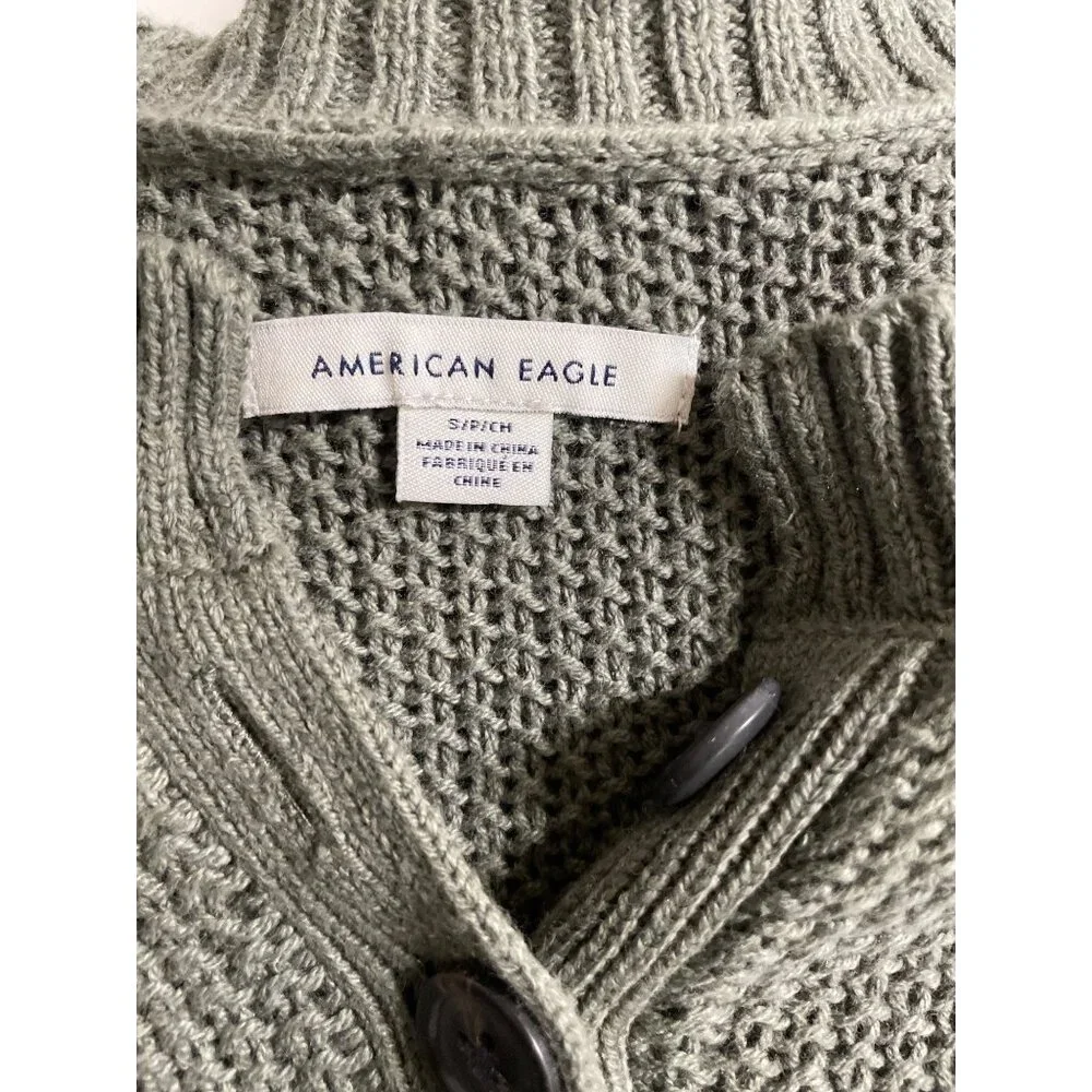 American Eagle Outfitters Womens Sage Green Knit Henley Sweater Size Small - Picture 5 of 7